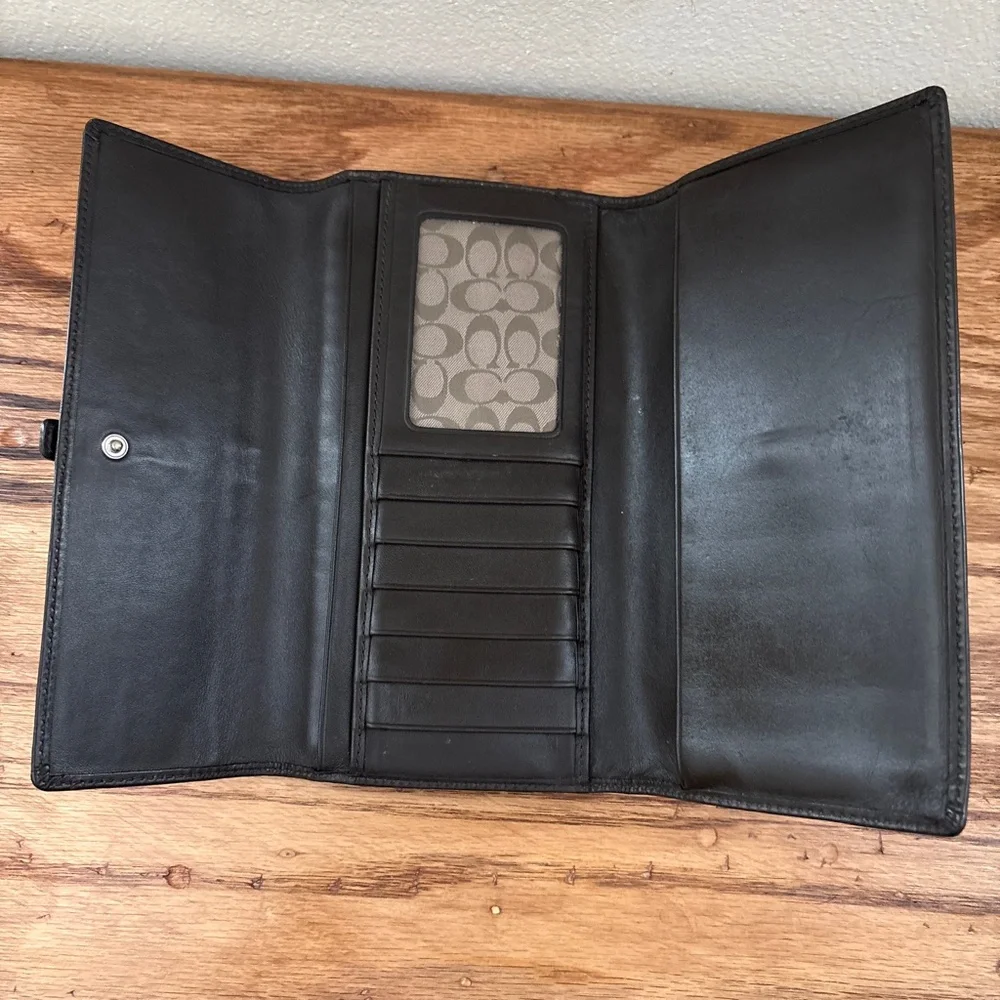 Coach Soho Wallet Trifold Organizer White Brown Leather Vintage Y2K Needs Work